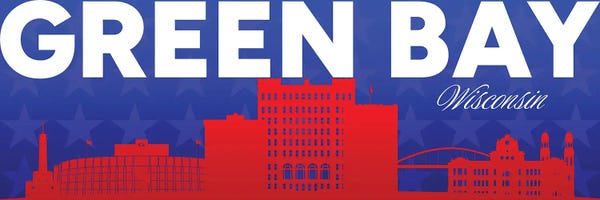 Adrian Baldovino: Green Bay Wisconsin Gradient Panorama Skyline by Adrian Baldovino