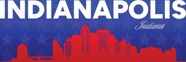 Adrian Baldovino: Indianapolis Indiana Gradient Panorama Skyline by Adrian Baldovino