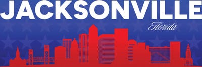 Canvas Print: Jacksonville Florida Gradient Panorama Skyline by Adrian Baldovino - thumbnail