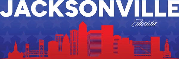 Adrian Baldovino: Jacksonville Florida Gradient Panorama Skyline by Adrian Baldovino