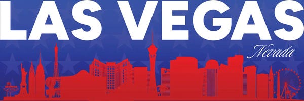Adrian Baldovino: Las Vegas Nevada Gradient Panorama Skyline by Adrian Baldovino