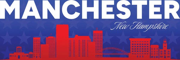Adrian Baldovino: Manchester New Hampshire Gradient Panorama Skyline by Adrian Baldovino