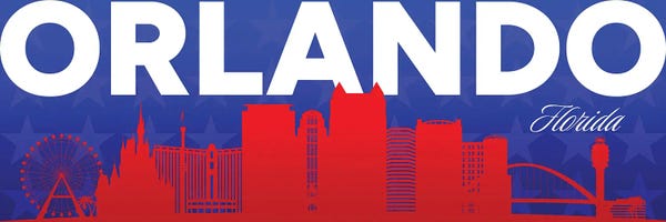 Adrian Baldovino: Orlando Florida Gradient Panorama Skyline by Adrian Baldovino