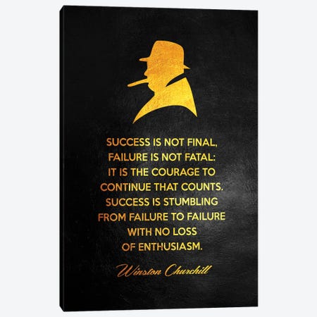 Winston Churchill Motivational Quote Canvas Print #ABV152} by Adrian Baldovino Canvas Art Print