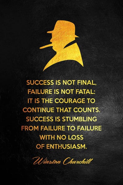 Wall Art: Winston Churchill Motivational Quote by Adrian Baldovino