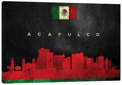Acapulco Mexico Skyline Canvas Art Print - International Flag Art