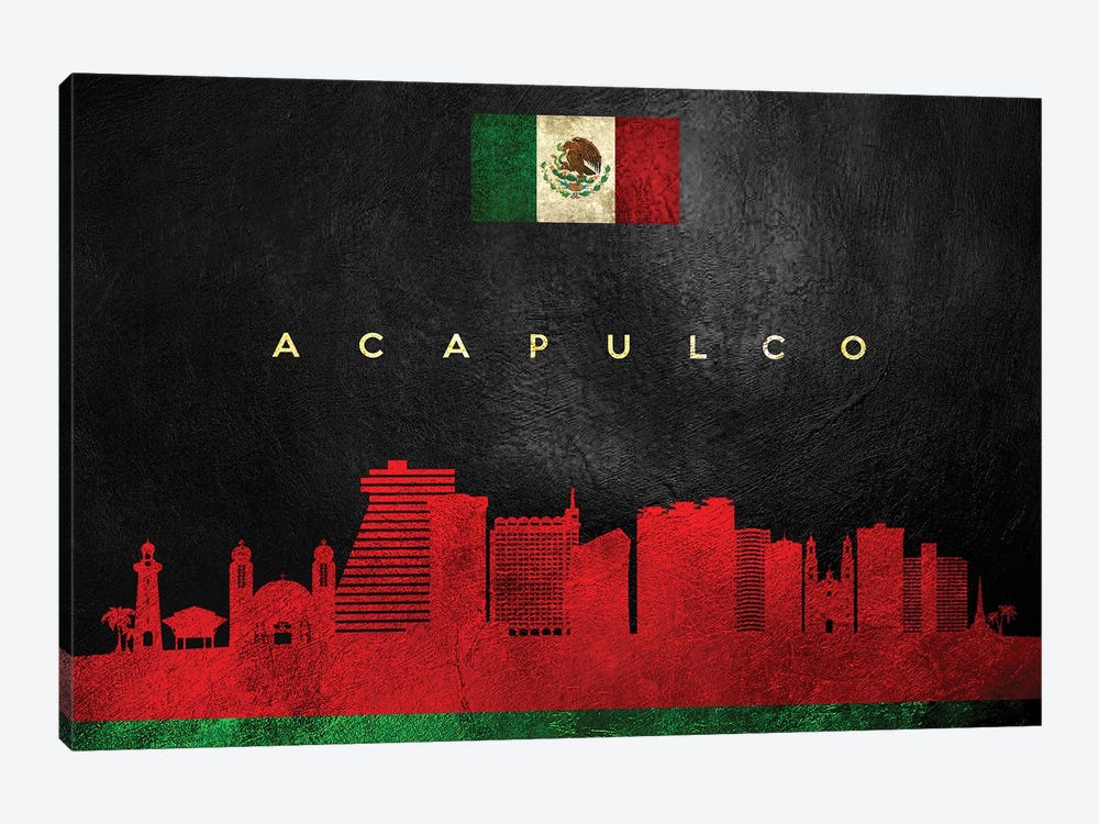 Acapulco Mexico Skyline by Adrian Baldovino 1-piece Canvas Wall Art