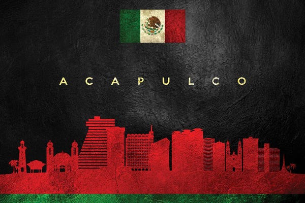 International Flags: Acapulco Mexico Skyline by Adrian Baldovino