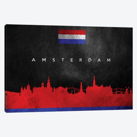 Amsterdam Netherlands Skyline Canvas Print #ABV155} by Adrian Baldovino Canvas Art