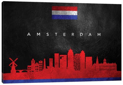 Amsterdam Netherlands Skyline II Canvas Art Print - International Flag Art