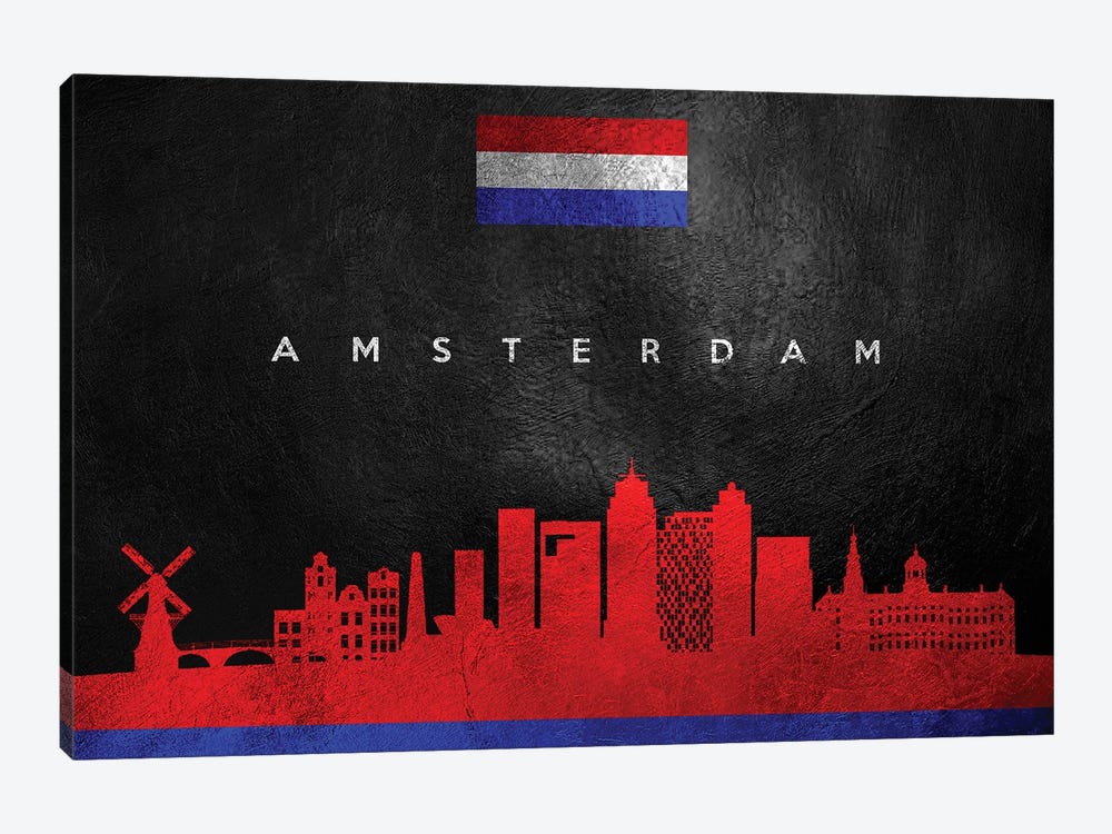 Amsterdam Netherlands Skyline II by Adrian Baldovino 1-piece Canvas Wall Art