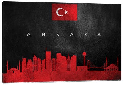 Ankara Turkey Skyline Canvas Art Print - International Flag Art