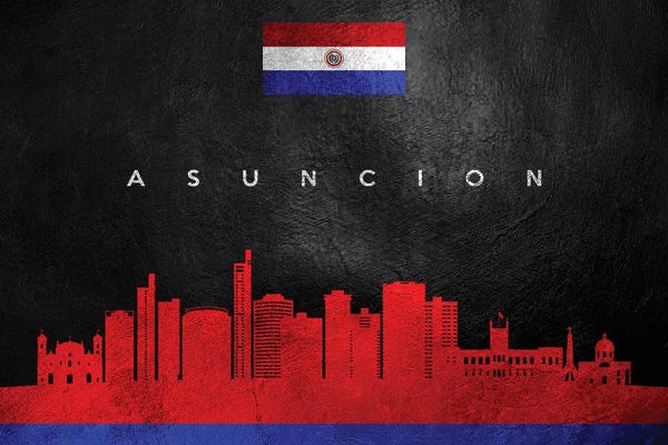 International Flags: Asuncion Paraguay Skyline by Adrian Baldovino
