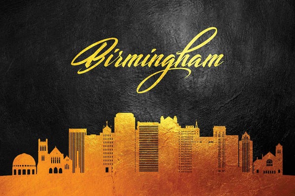 Birmingham: Birmingham Alabama Gold Skyline by Adrian Baldovino