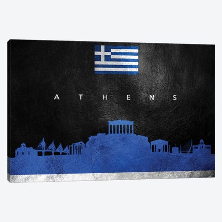 Athens Greece Skyline Canvas Print #ABV160} by Adrian Baldovino Canvas Art