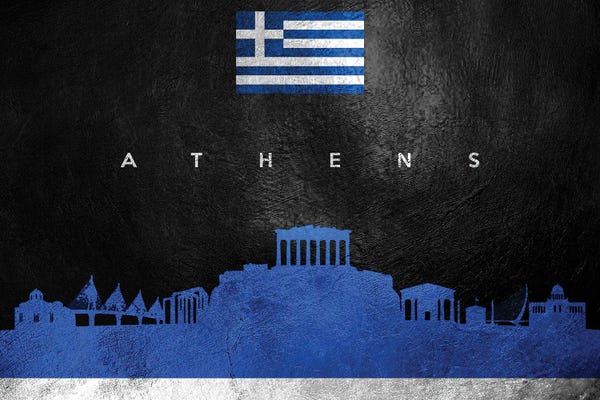 International Flags: Athens Greece Skyline by Adrian Baldovino