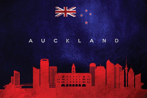 International Flags: Auckland New Zealand Skyline by Adrian Baldovino