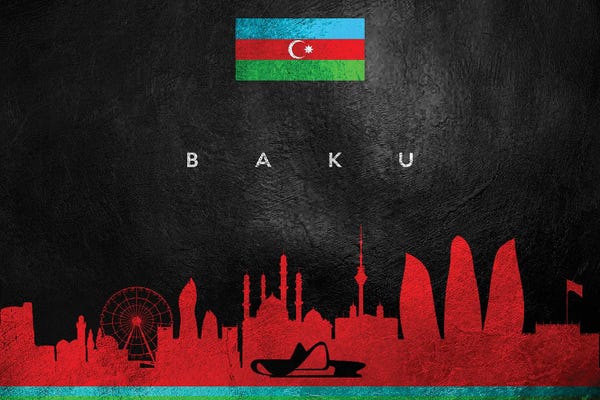 International Flags: Baku Azerbaijan Skyline II by Adrian Baldovino