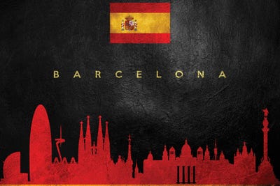 Barcelona Spain Skyline by Adrian Baldovino art print