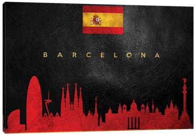 Barcelona Spain Skyline Canvas Art Print - International Flag Art