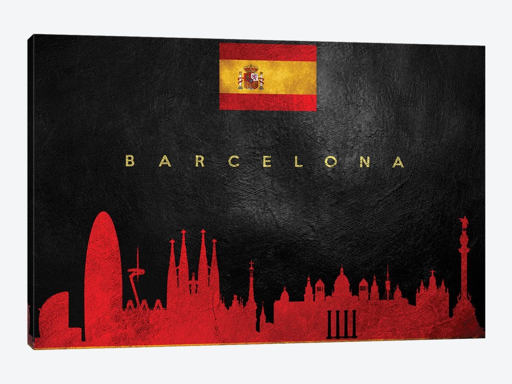 Barcelona Spain Skyline by Adrian Baldovino 1-piece Canvas Print
