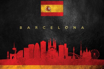 Barcelona Spain Skyline II by Adrian Baldovino art print