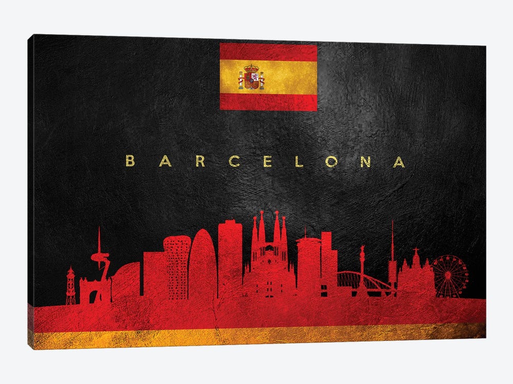Barcelona Spain Skyline II by Adrian Baldovino 1-piece Canvas Artwork