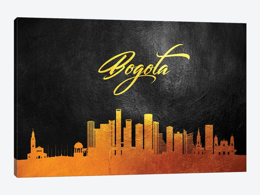 Bogota Colombia Gold Skyline by Adrian Baldovino 1-piece Canvas Art