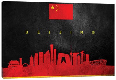 Beijing China Skyline Canvas Art Print - International Flag Art