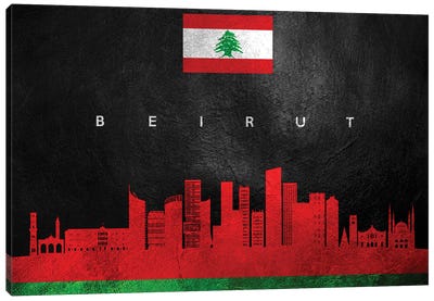 Beirut Lebanon Skyline Canvas Art Print - International Flag Art