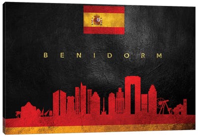 Benidorm Spain Skyline Canvas Art Print - International Flag Art