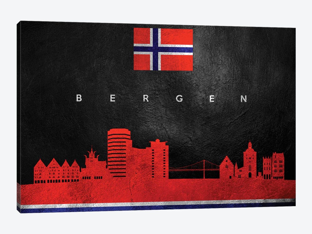 Bergen Norway Skyline by Adrian Baldovino 1-piece Canvas Print