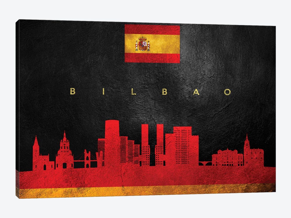 Bilbao Spain Skyline by Adrian Baldovino 1-piece Canvas Print