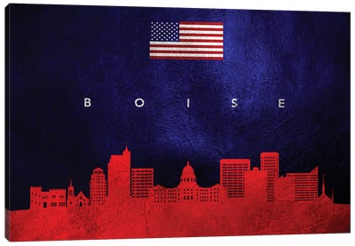 Boise Idaho Skyline Canvas Art Print - American Flag Art