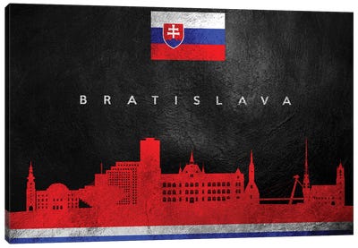 Bratislava Slovakia Skyline Canvas Art Print - International Flag Art
