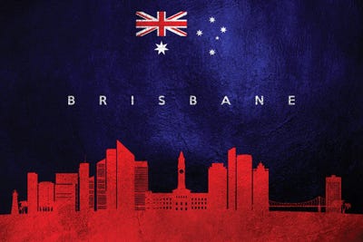 Brisbane Australia Skyline by Adrian Baldovino framed wall art
