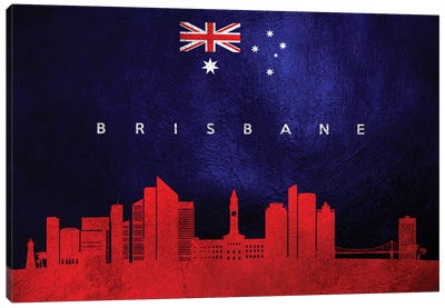 Brisbane Australia Skyline Canvas Art Print - International Flag Art