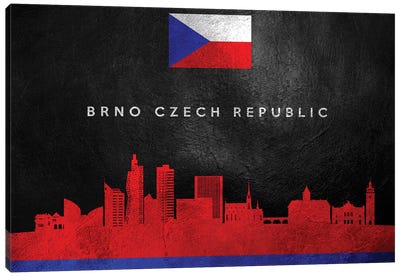 Brno Czech Republic Skyline Canvas Art Print - International Flag Art