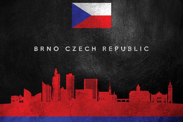 International Flags: Brno Czech Republic Skyline by Adrian Baldovino