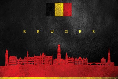 Bruges Belgium Skyline by Adrian Baldovino framed wall art