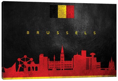 Brussels Belgium Skyline Canvas Art Print - International Flag Art