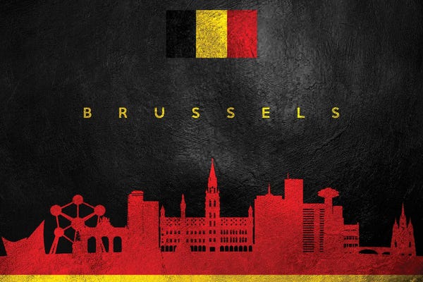 International Flags: Brussels Belgium Skyline by Adrian Baldovino