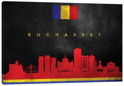 Bucharest Romania Skyline Canvas Art Print - International Flag Art