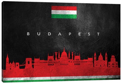 Budapest Hungary Skyline Canvas Art Print - International Flag Art
