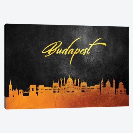 Budapest Hungary Gold Skyline Canvas Print #ABV18} by Adrian Baldovino Art Print