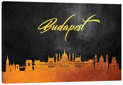 Budapest Hungary Gold Skyline Canvas Art Print - Hungary Art