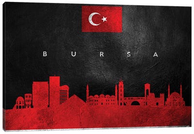 Bursa Turkey Skyline Canvas Art Print - International Flag Art