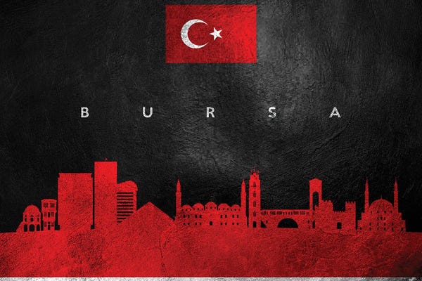 International Flags: Bursa Turkey Skyline by Adrian Baldovino