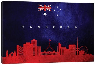 Canberra Australia Skyline Canvas Art Print - International Flag Art