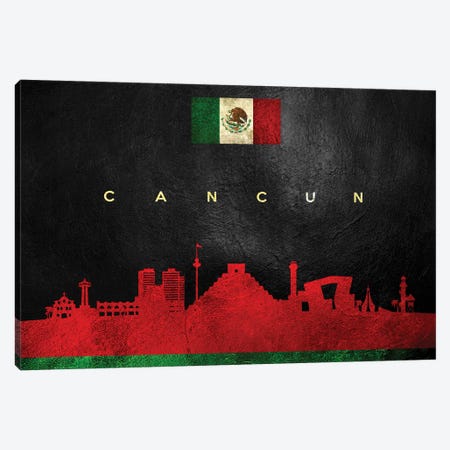 Cancun Mexico Skyline Canvas Print #ABV192} by Adrian Baldovino Canvas Art Print